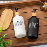 Glass Hand & Dish Soap Dispenser Set With Wooden Base