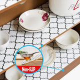 Anti-Slip Drawer PVC Sheet Roll Black & White Geometric Pattern