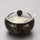 Sugar Pot Steel with Glass Lid Kitchen Storage Container