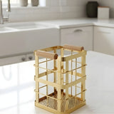 Luxury Golden Spoon Holder with Wooden Handle