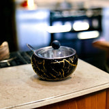 Sugar Pot Steel with Glass Lid Kitchen Storage Container