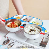 Portion Car Plate with Steel Bowl Kids Meal Set