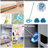 Microfiber Telescopic Triangle Mop, 180 Degree Rotatable Adjustable, Extendable Triangle Cleaning Mop Multifunction