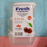 Omega fresh keeping 3 pcs set container