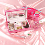 Pink PU Leather Jewelry Box Portable European Earrings Necklaces Rings Jewelry Organizer Box with Mirror Kawaii Cute Jewelry Box - Alif Online