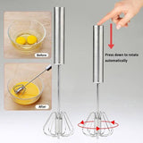 Push Beater Stainless Steel Handle Hand Push Semi-automatic Egg Beater Hand Beater Baking Tools - Alif Online