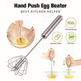 Push Beater Stainless Steel Handle Hand Push Semi-automatic Egg Beater Hand Beater Baking Tools - Alif Online