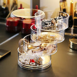 Rotating Jewelry Storage Box Display Stand with Cover Cosmetics Organizer Stand Bracelet Earring Round Plastic Organizer Box Holder 5 Layer