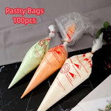 100Pcs Disposable Piping Bag Pastry Bags Icing Fondant Cake Cream Bag For Decorating Pastries Cakes Baking Tools