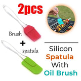 Spatula & BBQ Oil Brush Silicone Acrylic Transparent Spatula High Heat Resistant Handle For Cooking Baking