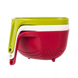 Square Colander Stackable with Easy-Pour Corners and Vertical Handle, Medium, Green - Alif Online