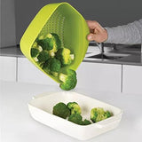 Square Colander Stackable with Easy-Pour Corners and Vertical Handle, Medium, Green - Alif Online