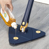 Triangle Mop, Adjustable Mop, 360 Degree Rotation, For Floor and Tile Cleaning, Deep Cleaning - Alif Online