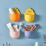 Wall Mounted Storage Box Cute Cartoon Bathroom Accessories For Razor Makeup Brush Toothpaste Holder